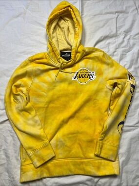 Hollister Yellow Tie-Dye Lakers Pullover Hoodie